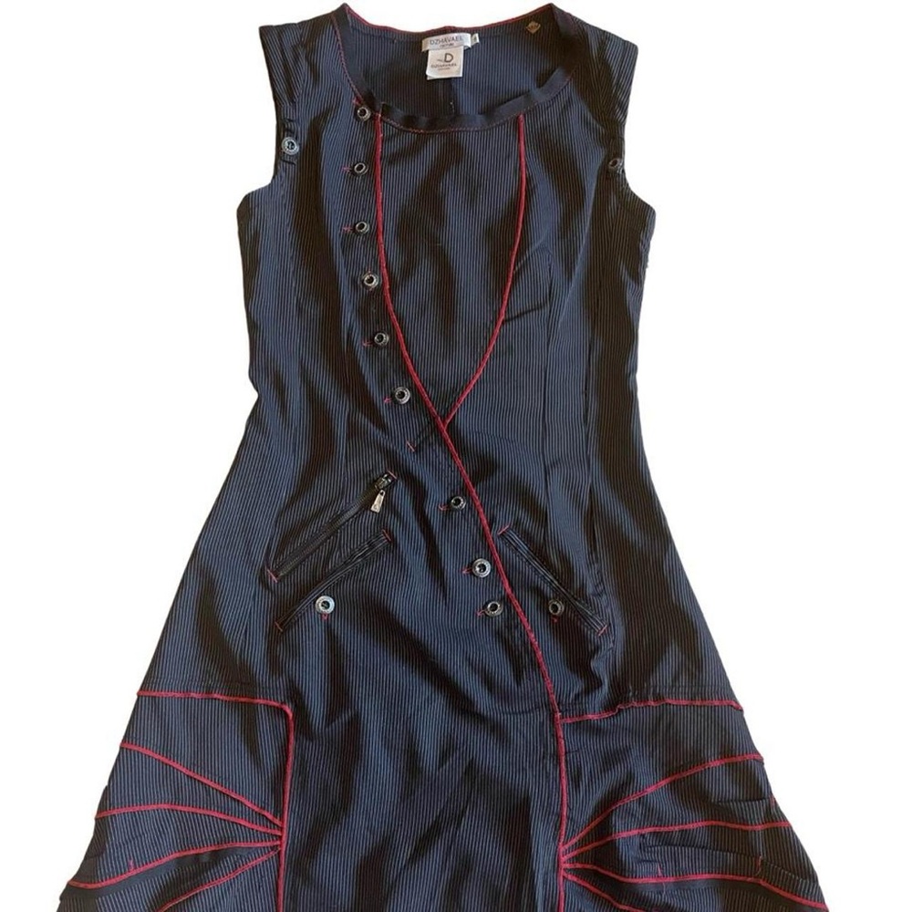 Stylish Black Dress with Red Accents